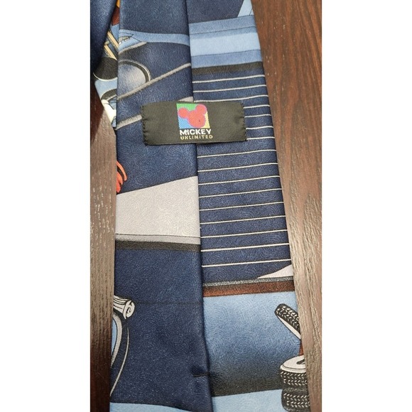 Mickey Unlimited Mens Neck Tie Blue Mickey Mouse Goofy Donald Duck Mechanic - Picture 4 of 4